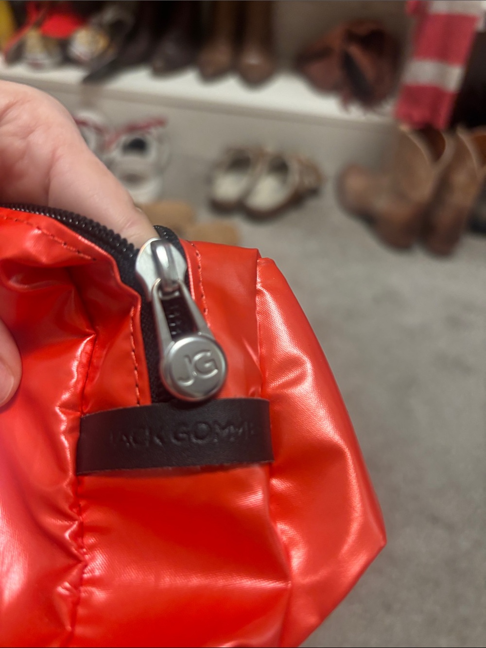 Shiny Red Crossbody Belt Bag with Black Strap - Picture 2 of 2
